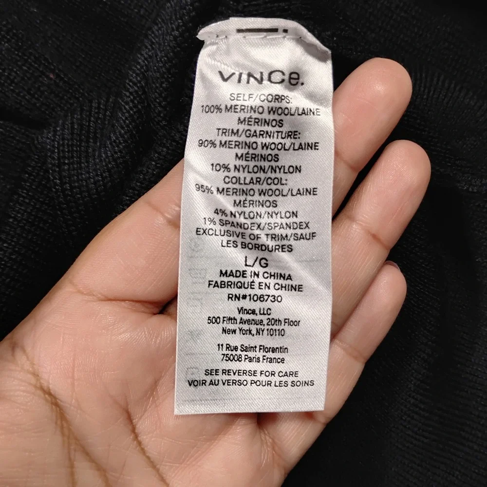 Vince Men's Navy Blue 100% Merino Wool Button Down Knit Shirt Jacket Large